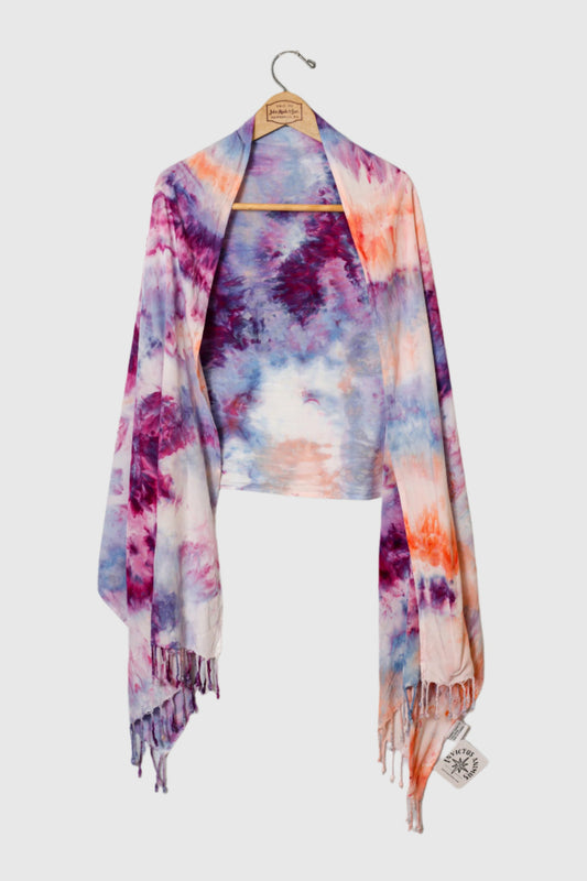 Petal Drift - Fringed Rayon Scarf - 20x70